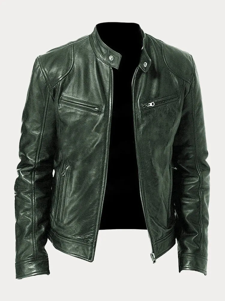 Lederjacke | Zip-Up | Regular Fit | Bikerjacke | Herren Lederjacke-HauteBerlin