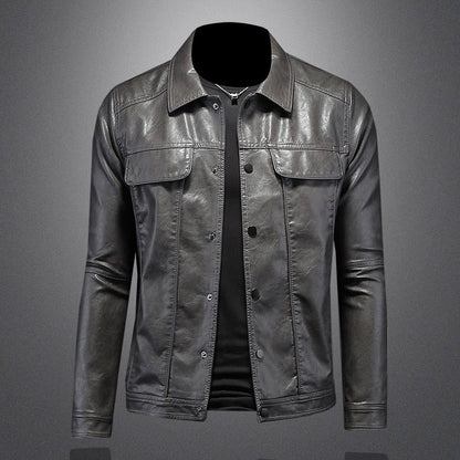 Lederjacke – zum Knöpfen – Taschen – Bikerjacke – Herrenlederjacke-HauteBerlin