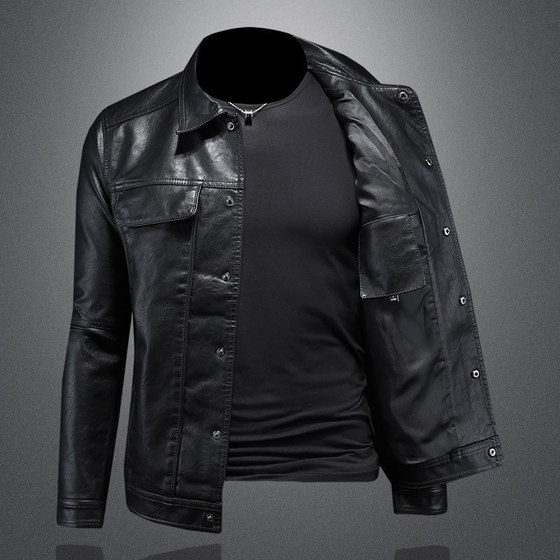 Lederjacke – zum Knöpfen – Taschen – Bikerjacke – Herrenlederjacke-HauteBerlin