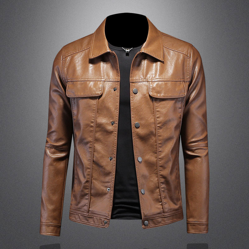 Lederjacke – zum Knöpfen – Taschen – Bikerjacke – Herrenlederjacke-HauteBerlin
