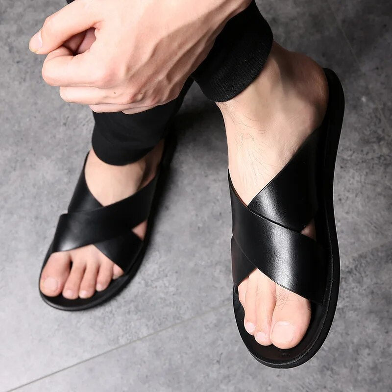 Lederrutschen | Sommer | Slipper | Lederpantoffeln | Herrensandalen-HauteBerlin