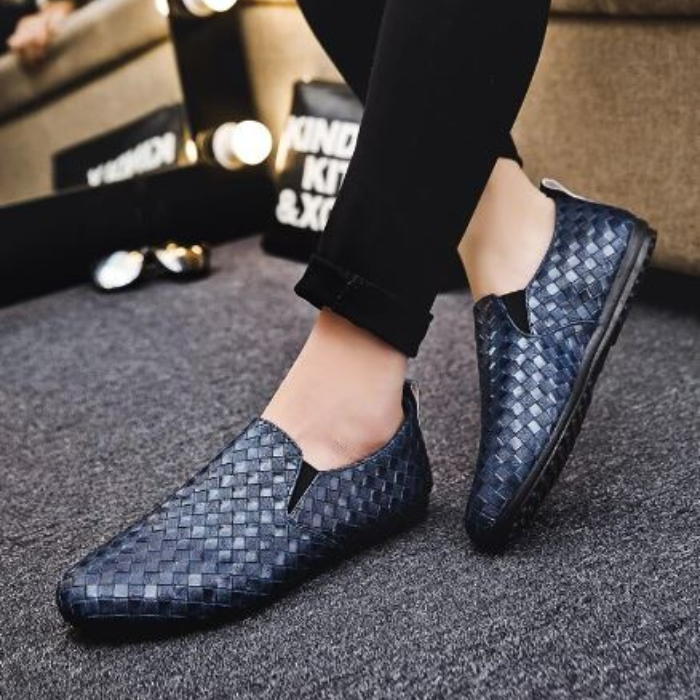 Lederschuhe - Bequem und stilvoll für Männer Gewebte Schuhe zum Hineinschlüpfen-HauteBerlin