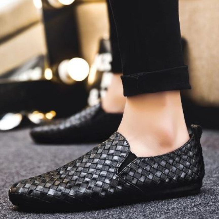 Lederschuhe - Bequem und stilvoll für Männer Gewebte Schuhe zum Hineinschlüpfen-HauteBerlin