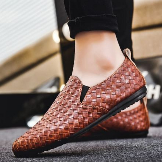 Lederschuhe - Bequem und stilvoll für Männer Gewebte Schuhe zum Hineinschlüpfen-HauteBerlin