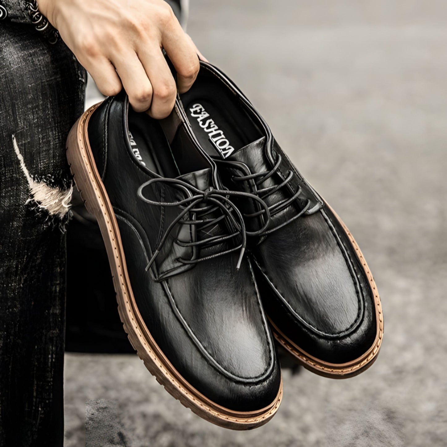 Lederschuhe – Herren, schwarzbraune Schnürschuhe im Chunky-Oxford-Stil-HauteBerlin