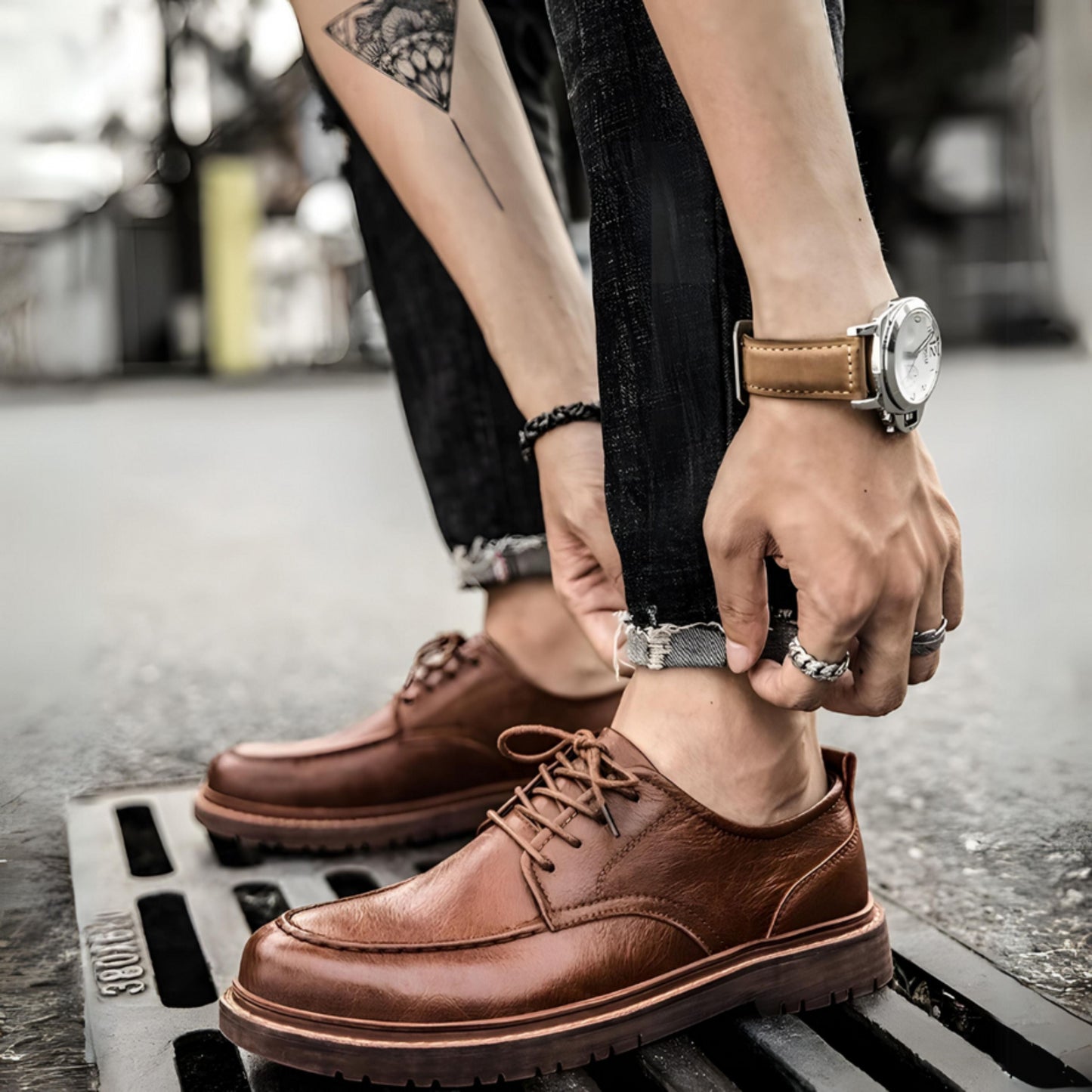 Lederschuhe – Herren, schwarzbraune Schnürschuhe im Chunky-Oxford-Stil-HauteBerlin