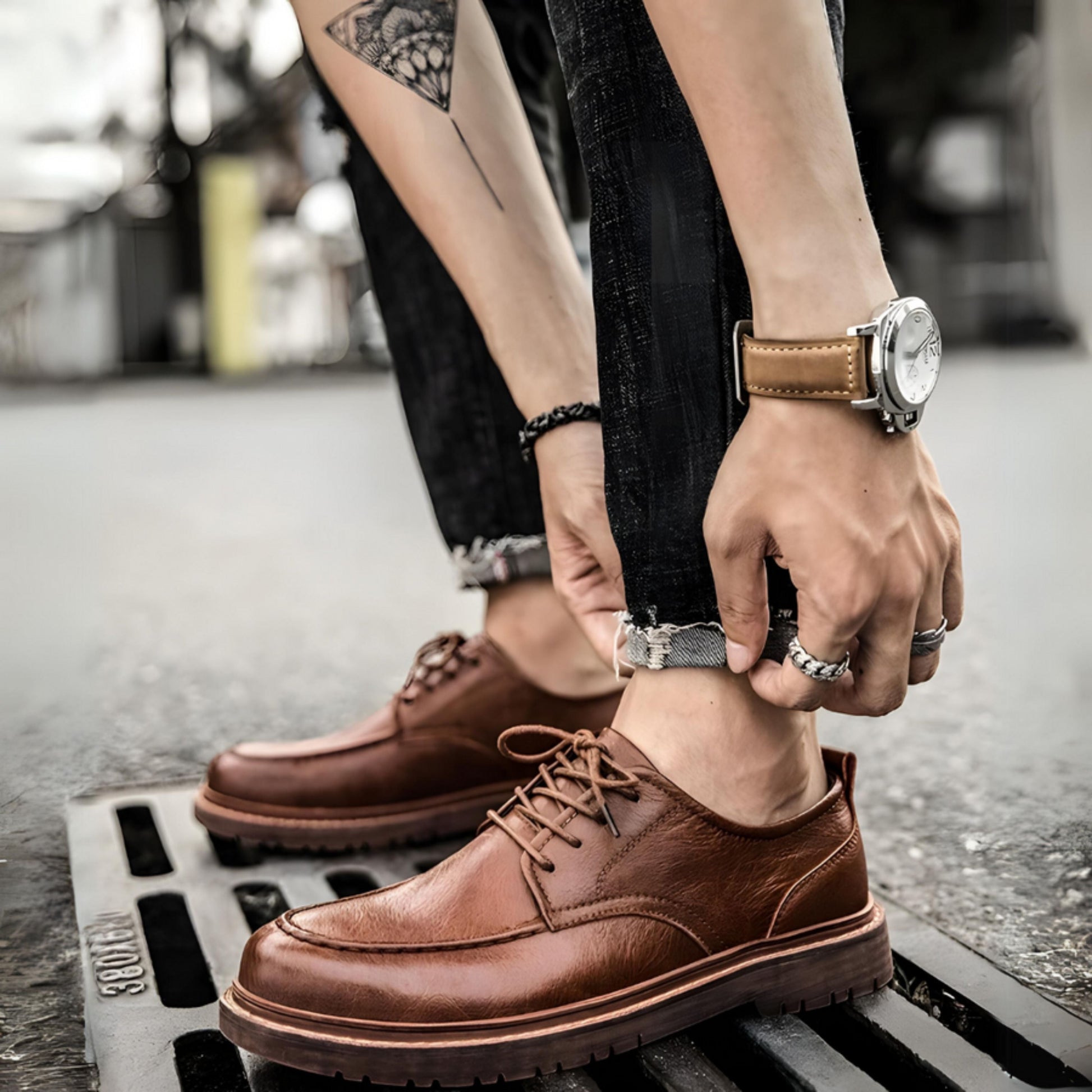 Lederschuhe – Herren, schwarzbraune Schnürschuhe im Chunky-Oxford-Stil-HauteBerlin