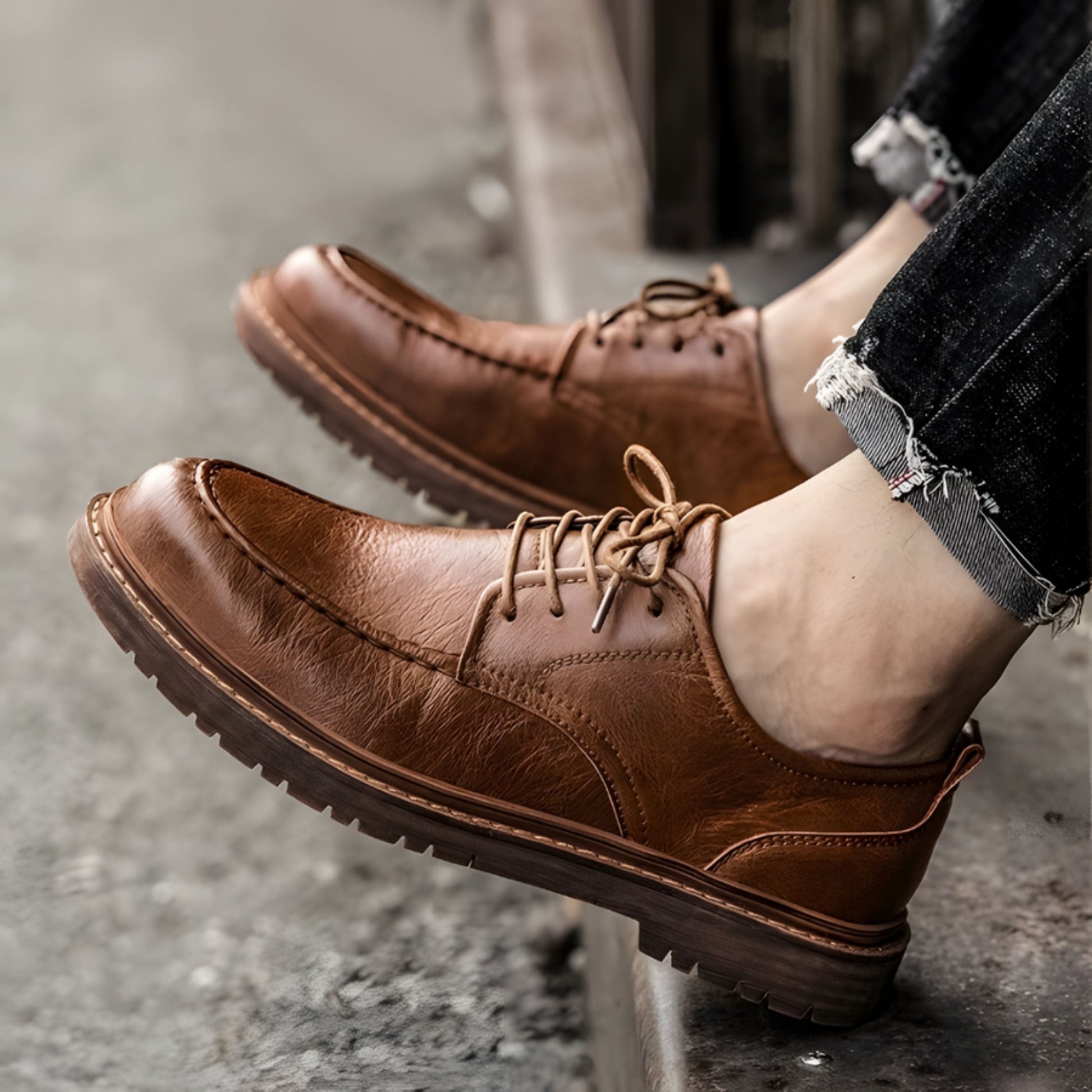 Lederschuhe – Herren, schwarzbraune Schnürschuhe im Chunky-Oxford-Stil-HauteBerlin