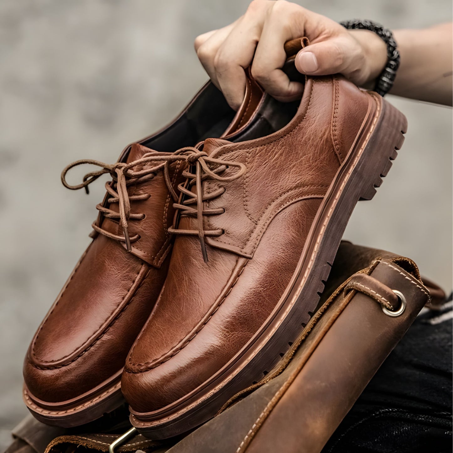 Lederschuhe – Herren, schwarzbraune Schnürschuhe im Chunky-Oxford-Stil-HauteBerlin