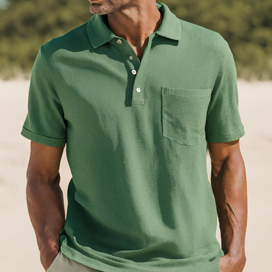 Leinen-Polohemd | Kurzarm | Halber Knopf | Polo T-Shirt | Herrenhemden-HauteBerlin