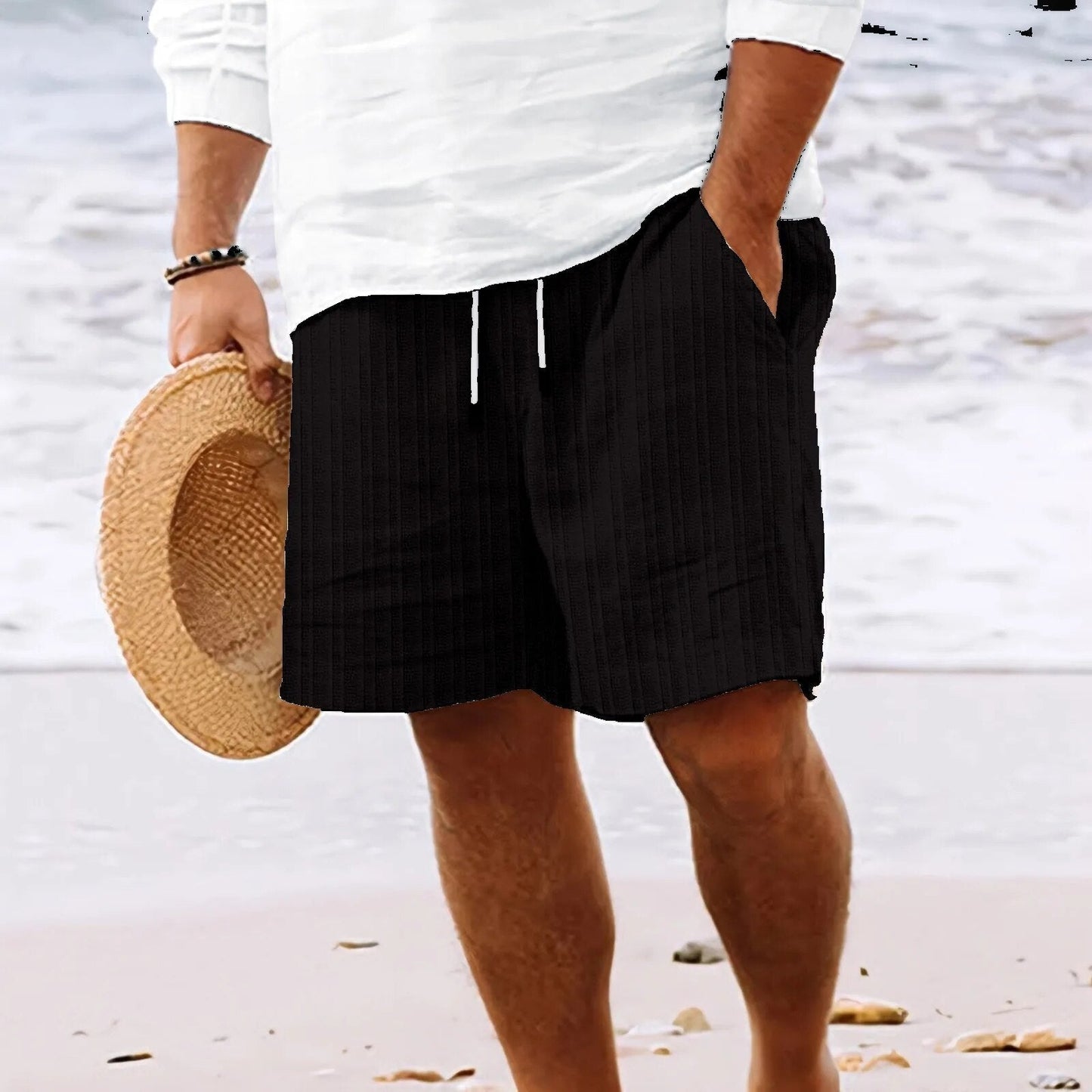 Leinen-Shorts – lockere Passform – Kordelzug – Sommershorts – Herren-Shorts-HauteBerlin