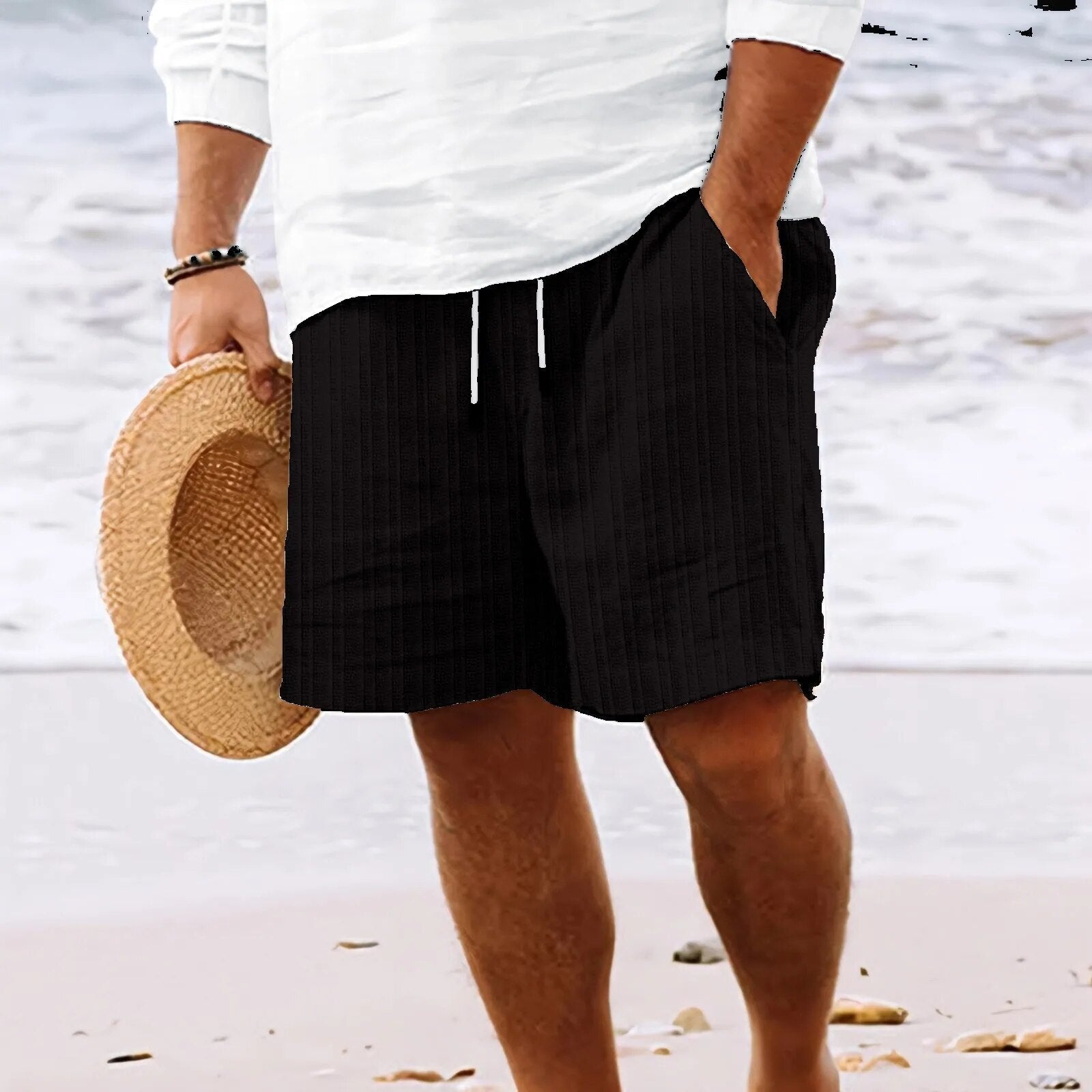 Leinen-Shorts – lockere Passform – Kordelzug – Sommershorts – Herren-Shorts-HauteBerlin