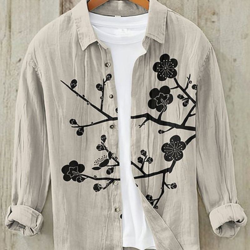 Leinenhemd | Bedruckt | Button-Up | Langarmhemd | Herrenhemd-HauteBerlin