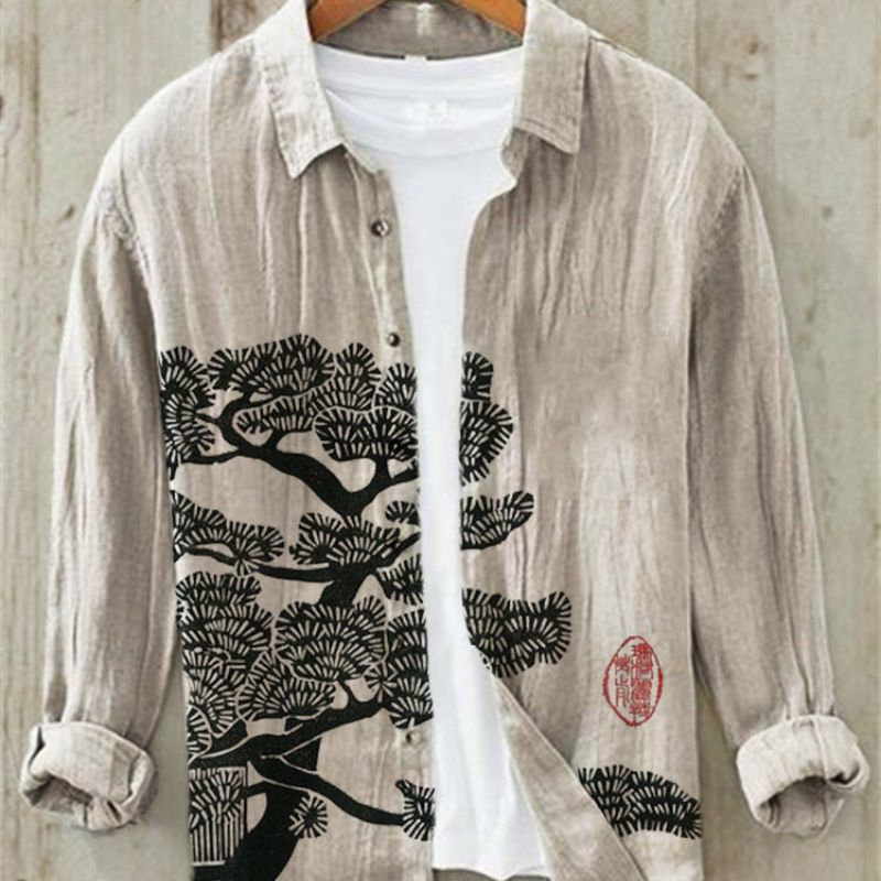 Leinenhemd | Bedruckt | Button-Up | Langarmhemd | Herrenhemd-HauteBerlin