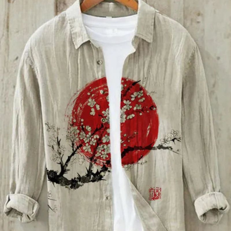 Leinenhemd | Bedruckt | Button-Up | Langarmhemd | Herrenhemd-HauteBerlin