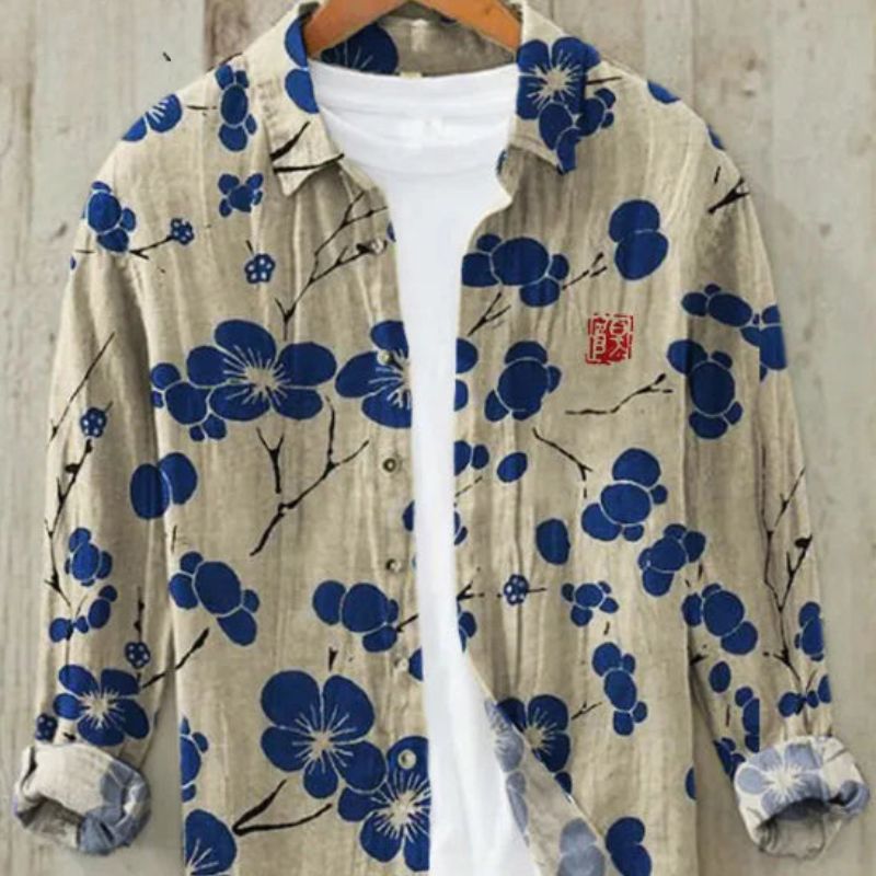 Leinenhemd | Bedruckt | Button-Up | Langarmhemd | Herrenhemd-HauteBerlin
