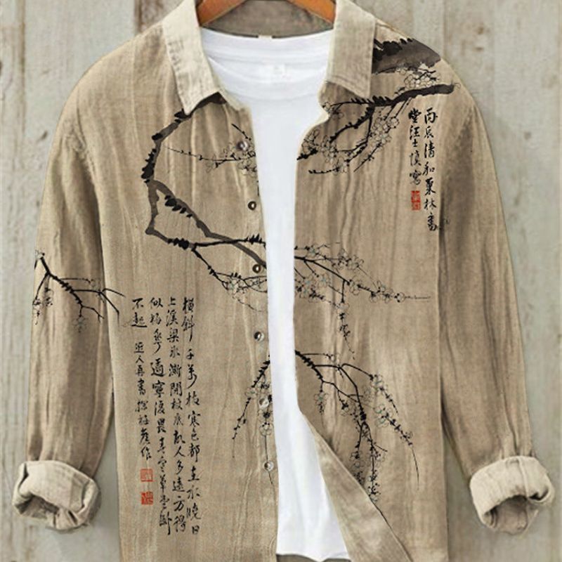 Leinenhemd | Bedruckt | Button-Up | Langarmhemd | Herrenhemd-HauteBerlin