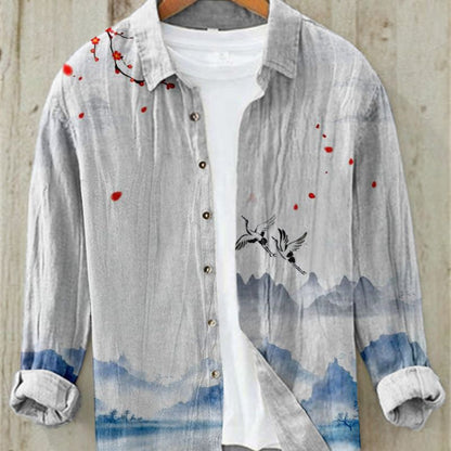 Leinenhemd | Bedruckt | Button-Up | Langarmhemd | Herrenhemd-HauteBerlin