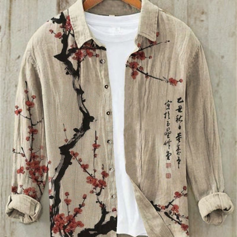 Leinenhemd | Bedruckt | Button-Up | Langarmhemd | Herrenhemd-HauteBerlin