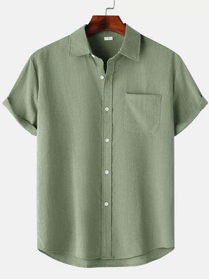 Leinenhemd - Kurzarm - Button-Up - Sommerhemd - Herrenhemden-HauteBerlin