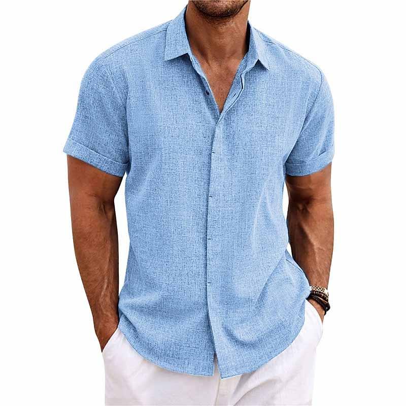 Leinenhemd - Kurzärmeliges Sommerhemd mit Knopfleiste für Männer-HauteBerlin