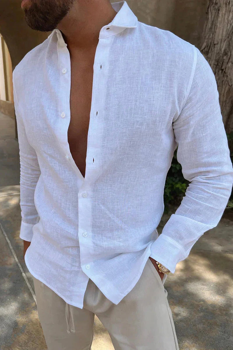 Leinenhemd | Langarm | Leichtgewicht | Button-Up Hemd | Herrenhemd-HauteBerlin