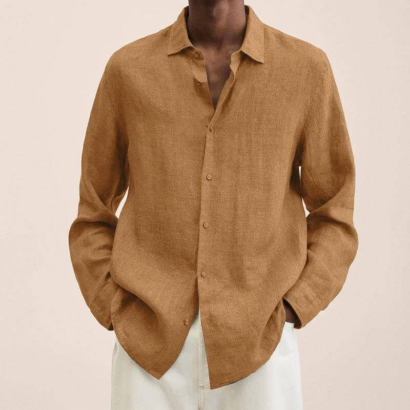Leinenhemd | Langarm | Loose Fit | Button-Up Hemd - Herrenhemd-HauteBerlin