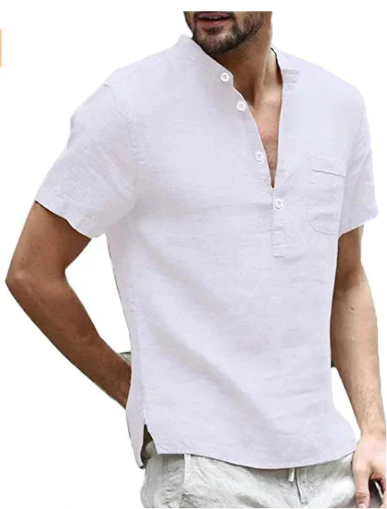 Leinenhemd – Leichtes, lässiges Kurzarm-T-Shirt für Männer-HauteBerlin