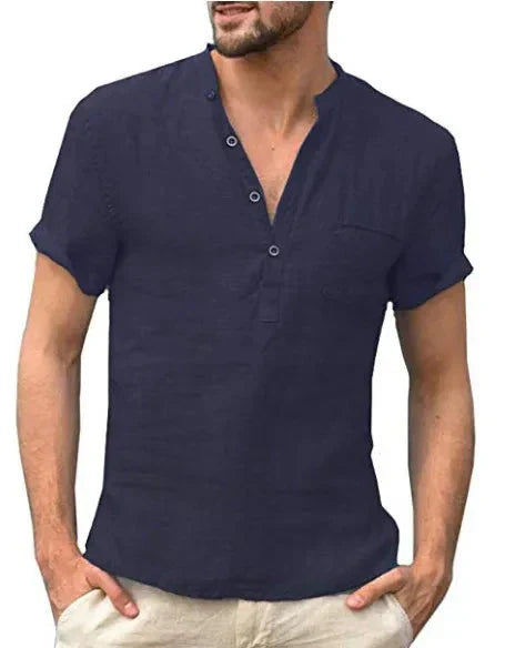 Leinenhemd – Leichtes, lässiges Kurzarm-T-Shirt für Männer-HauteBerlin