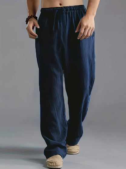 Leinenhose | Elastischer Bund | Kordelzug | Locker sitzende Hose | Herrenhose-HauteBerlin