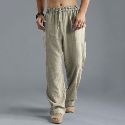 Leinenhose | Elastischer Bund | Kordelzug | Locker sitzende Hose | Herrenhose-HauteBerlin
