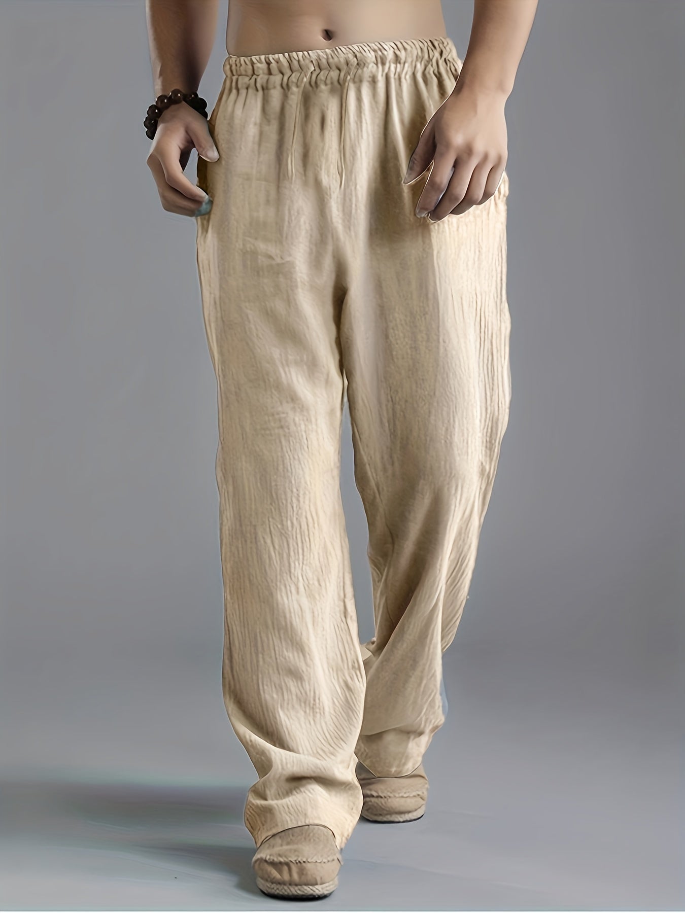 Leinenhose | Elastischer Bund | Kordelzug | Locker sitzende Hose | Herrenhose-HauteBerlin