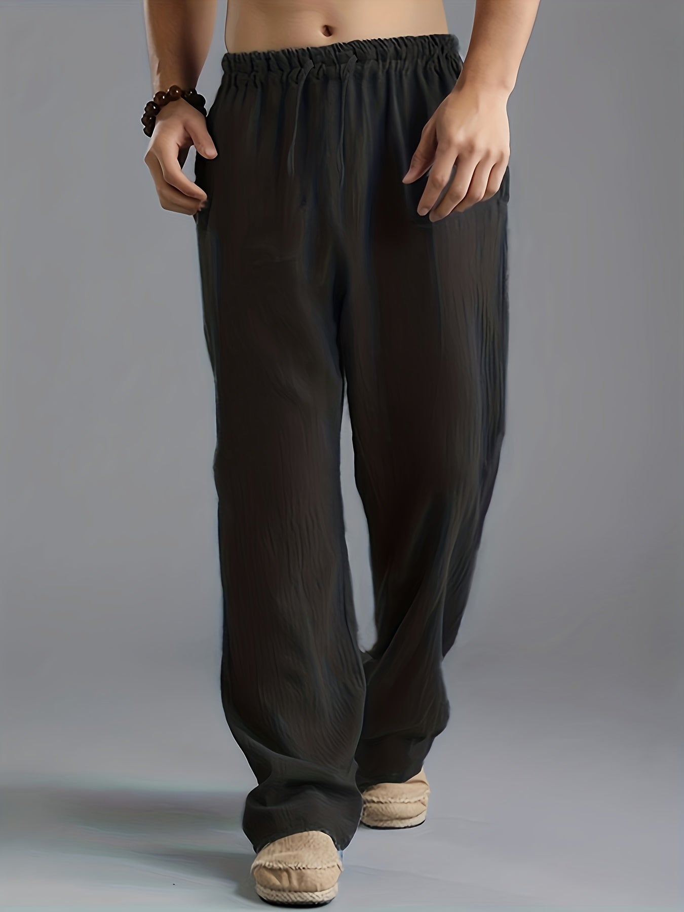 Leinenhose | Elastischer Bund | Kordelzug | Locker sitzende Hose | Herrenhose-HauteBerlin