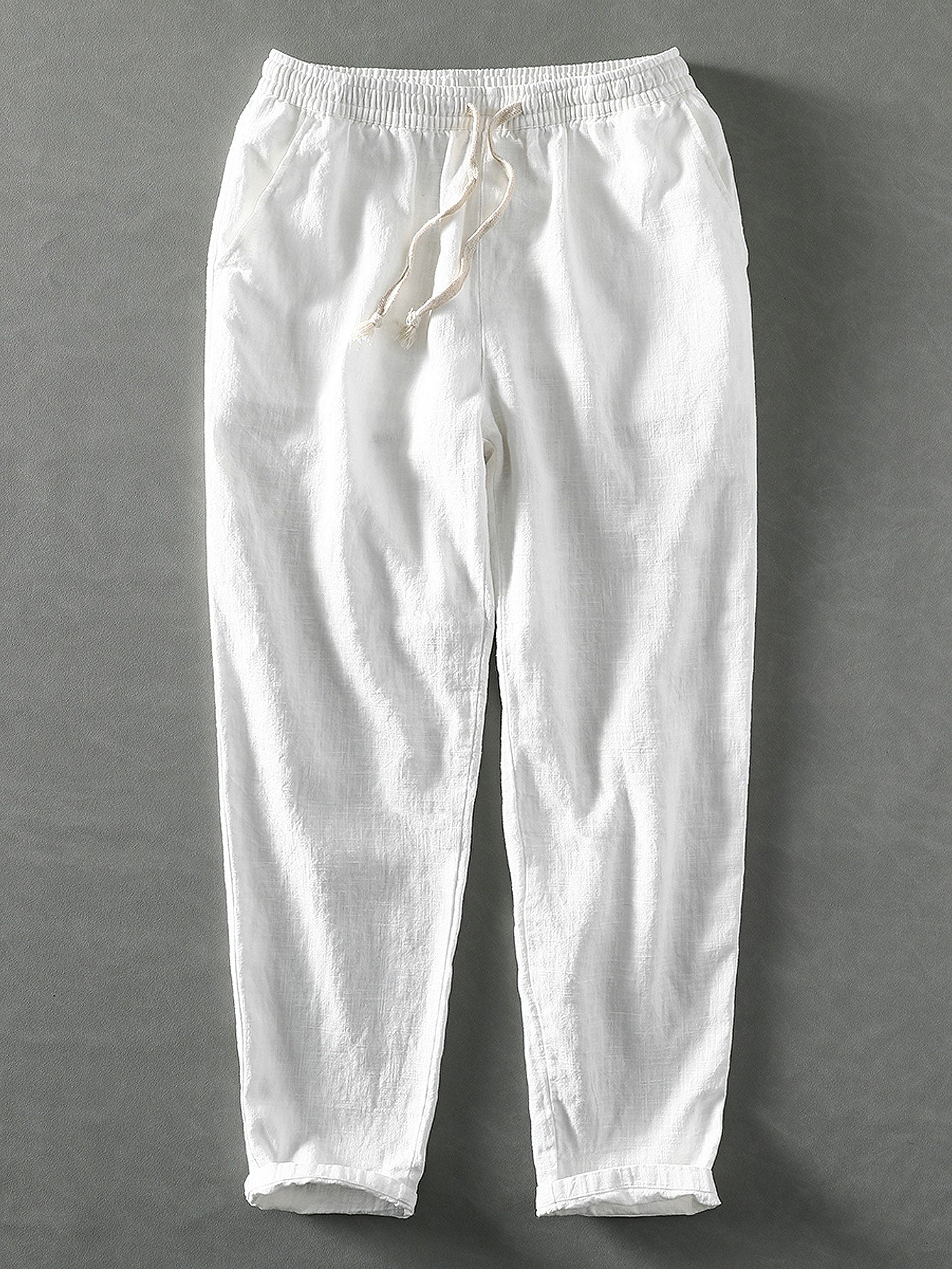 Leinenhose - Herren Casual Elastic Waist Loose Fit Hose-HauteBerlin