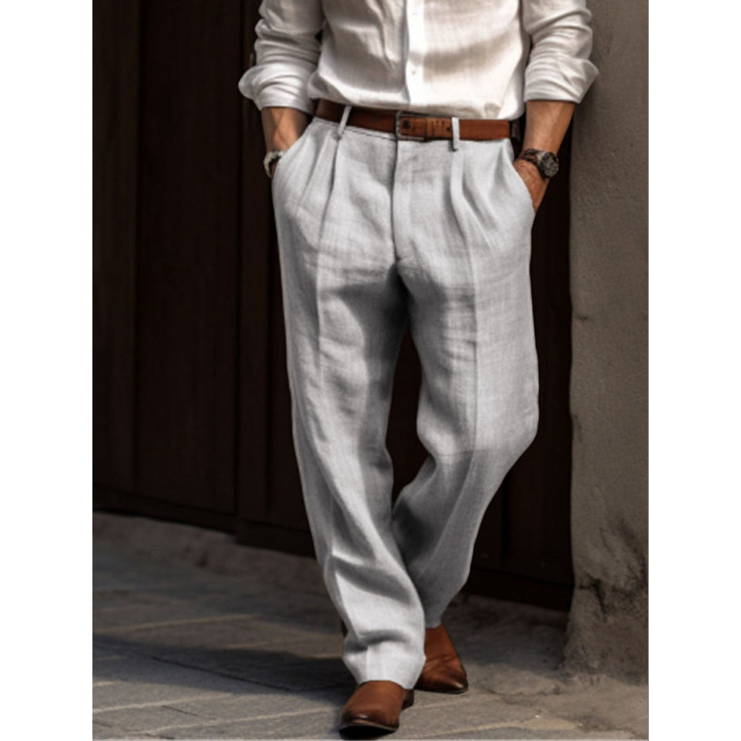 Leinenhose – lockere Passform – Sommer – Bundfaltenhose – Herrenhose-HauteBerlin