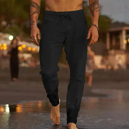 Leinenhosen | Baumwolle | Elastische Taille | Sommerhosen | Leinenbekleidung für Männer-HauteBerlin