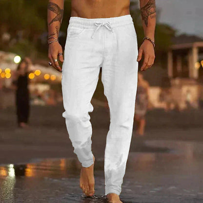 Leinenhosen | Baumwolle | Elastische Taille | Sommerhosen | Leinenbekleidung für Männer-HauteBerlin