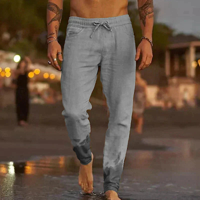 Leinenhosen - Elastische Taille mit Geradem Bein Sommerhosen für Männer-HauteBerlin