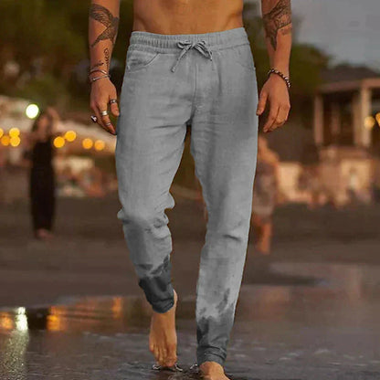 Leinenhosen - Elastische Taille mit Geradem Bein Sommerhosen für Männer-HauteBerlin