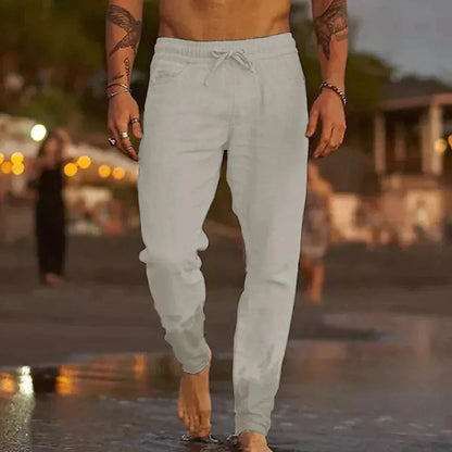 Leinenhosen - Elastische Taille mit Geradem Bein Sommerhosen für Männer-HauteBerlin