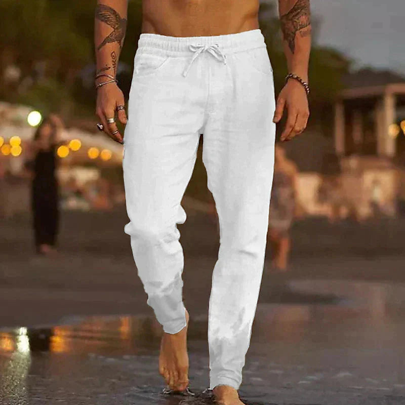 Leinenhosen - Elastische Taille mit Geradem Bein Sommerhosen für Männer-HauteBerlin