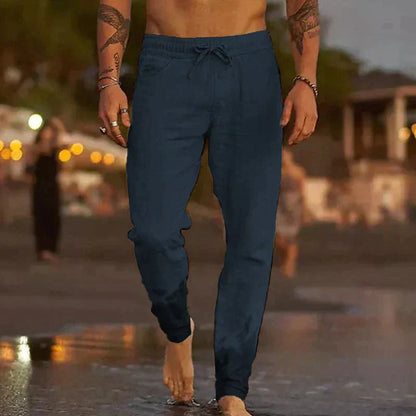 Leinenhosen - Elastische Taille mit Geradem Bein Sommerhosen für Männer-HauteBerlin