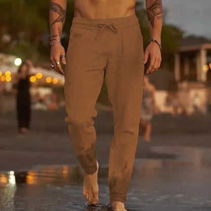 Leinenhosen - Elastische Taille mit Geradem Bein Sommerhosen für Männer-HauteBerlin