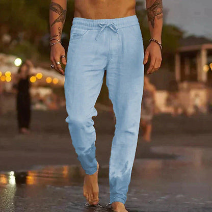 Leinenhosen - Elastische Taille mit Geradem Bein Sommerhosen für Männer-HauteBerlin