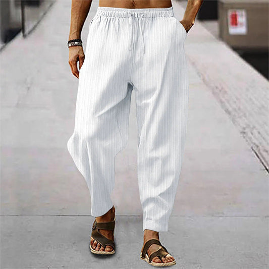 Leinenhosen - Herrenhosen mit elastischer Taille Baumwolle Sommerhosen mit lockerer Passform-HauteBerlin