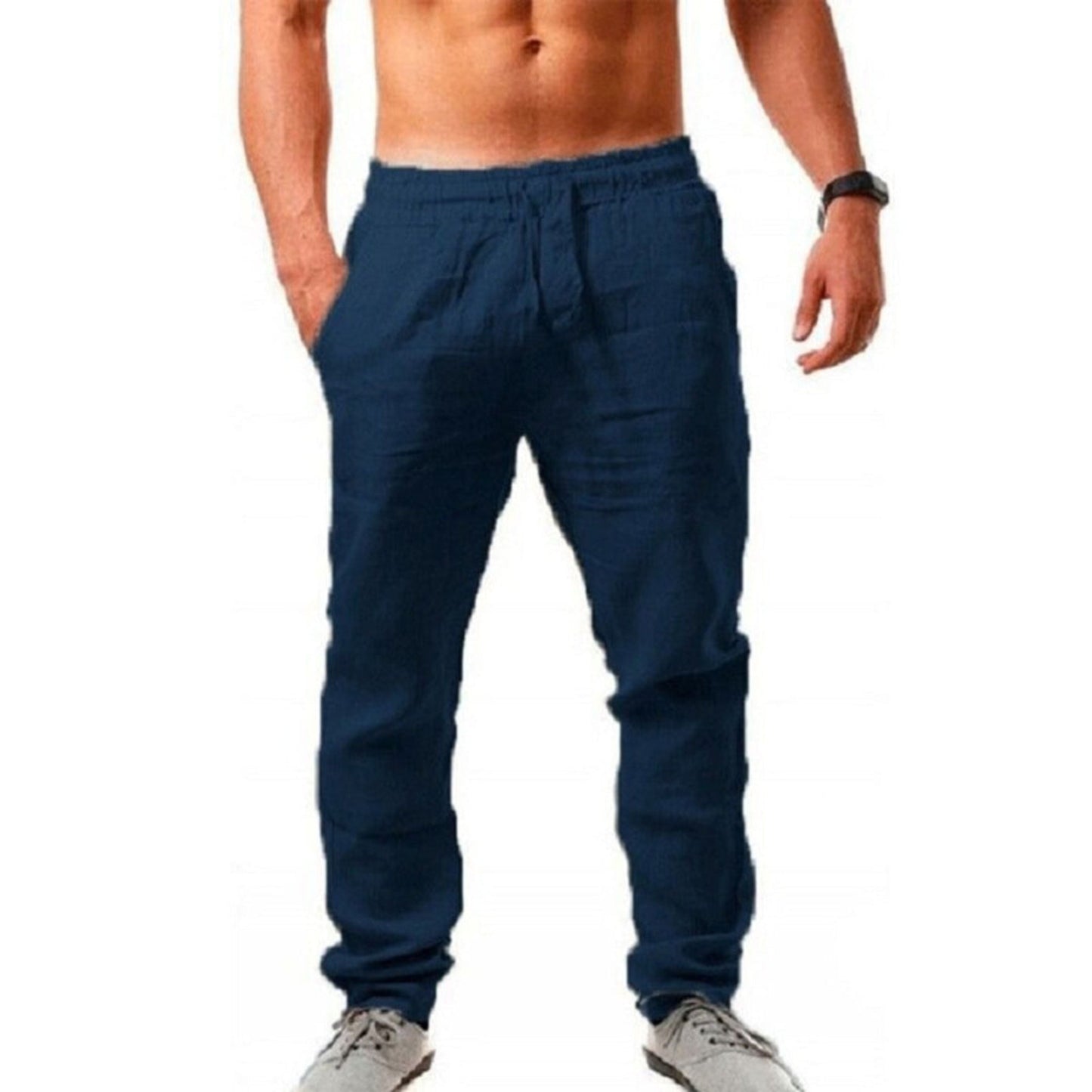 Leinenhosen | Kordelzug | Atmungsaktiv | Elastische Taille Hose | Herren Sommerhosen-HauteBerlin