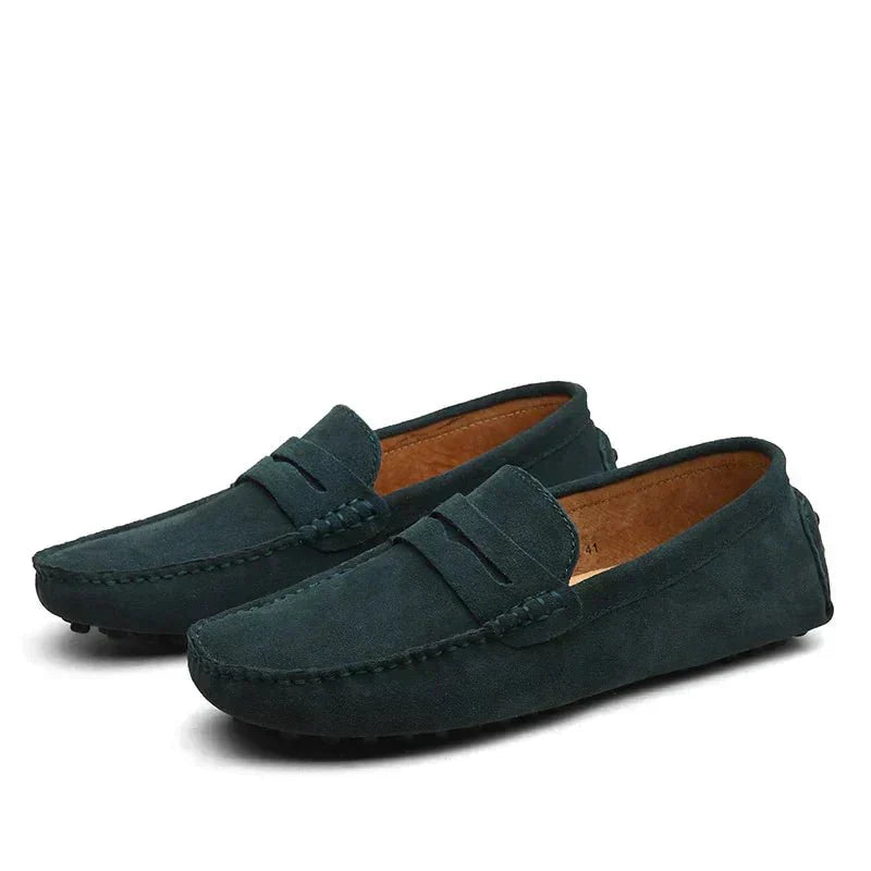 Loafers - Flache Wildleder-Mokassins für Männer im italienischen Stil-HauteBerlin