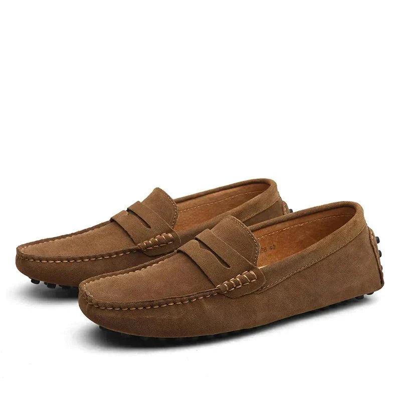 Loafers - Flache Wildleder-Mokassins für Männer im italienischen Stil-HauteBerlin