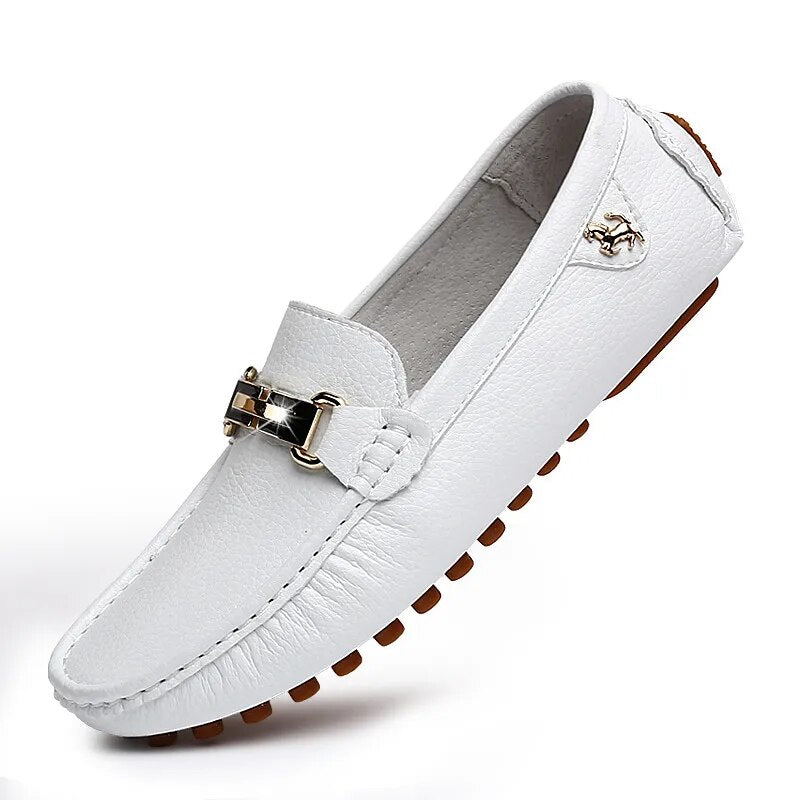 Loafers aus Leder - Rutschfeste Herren Slipper mit Metallschnalle-HauteBerlin