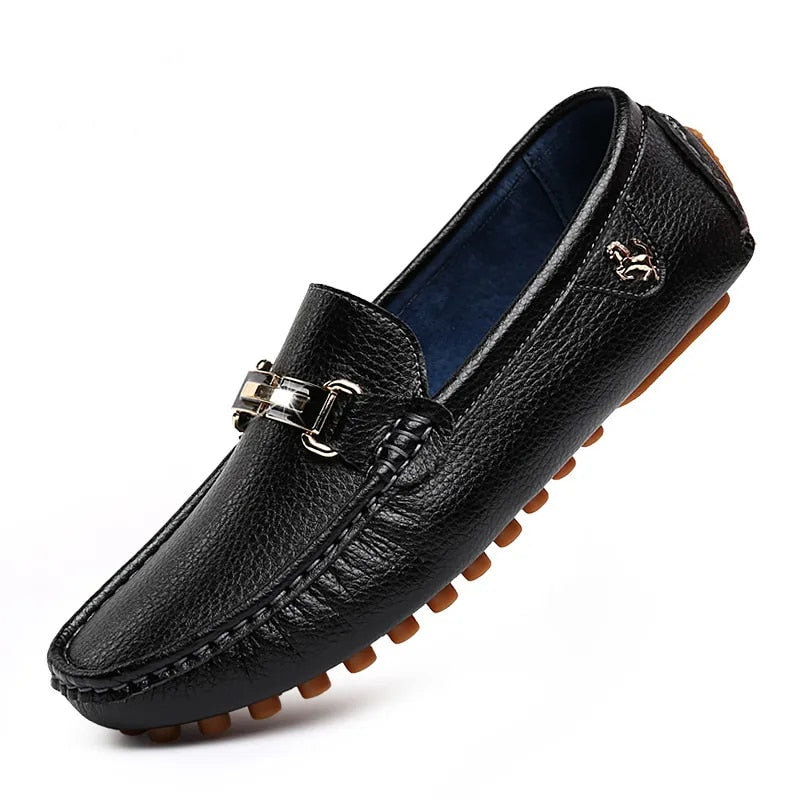Loafers aus Leder - Rutschfeste Herren Slipper mit Metallschnalle-HauteBerlin